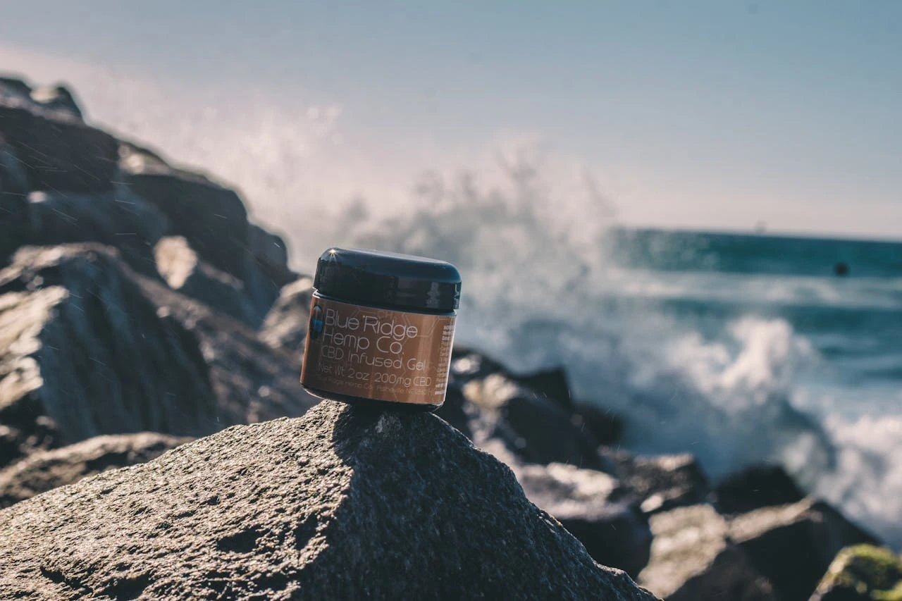 cosmetic sitting on a rock